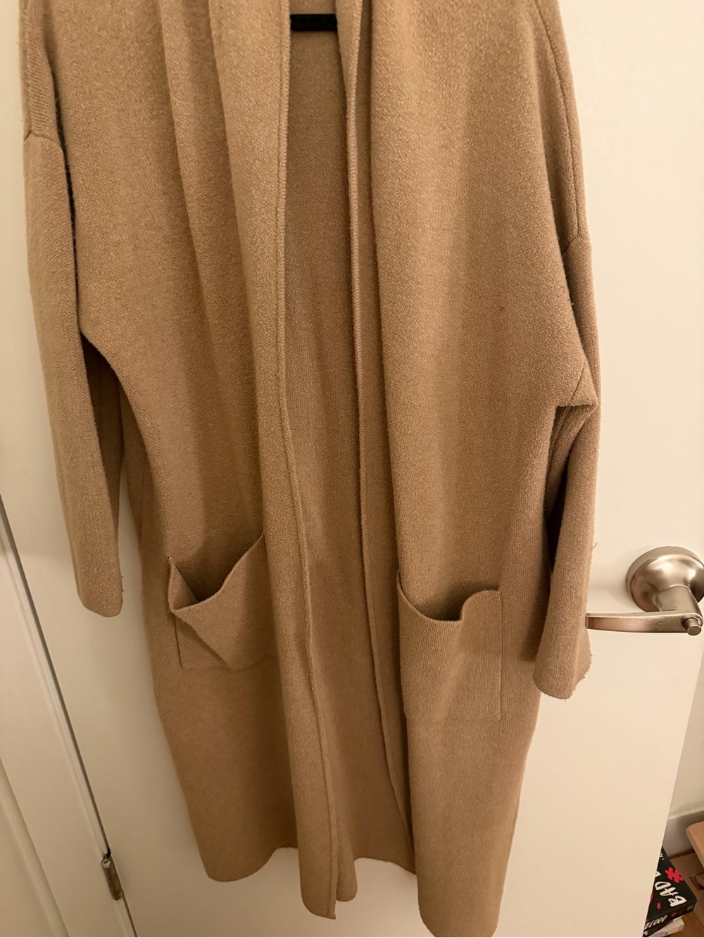 Mango Camel Open-Front Knit Duster Cardigan - Picture 4 of 5